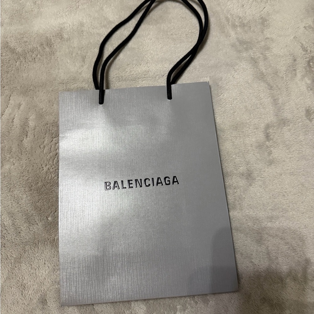 Balenciaga Silver Gift Bag with Black Handles new